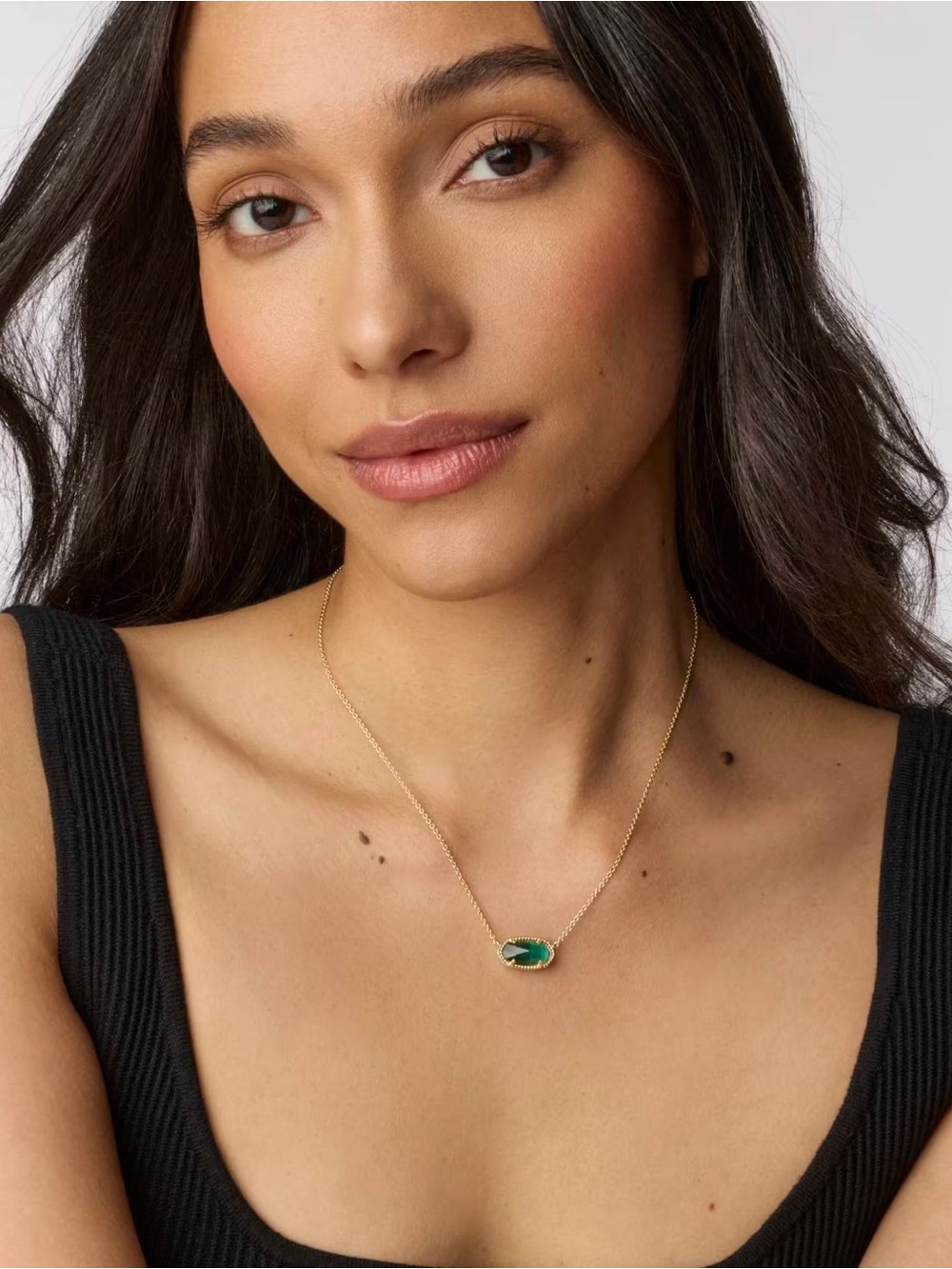 Elisa Gold Pendant Necklace in Emerald Cat’s Eye